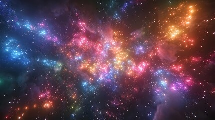 A dazzling array of sparkling fireworks in a clear night sky with vibrant colors