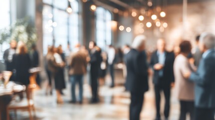 Business networking event. Business people gathering in office. Blurred background