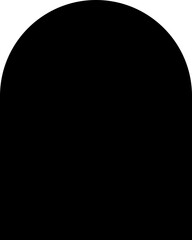 Filled black rectangular shape with one side rounded and the opposite side straight.