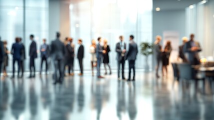 Business networking event. Business people gathering in office. Blurred background