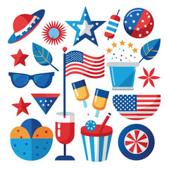 4th of July Beach Picnic Vector Kit &ndash; American Theme