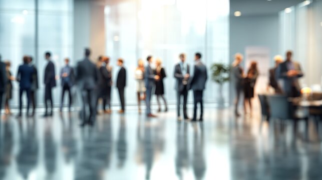 Business networking event. Business people gathering in office. Blurred background