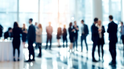 Business networking event. Business people gathering in office. Blurred background