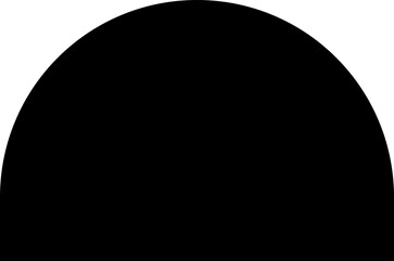 Filled black semi-circle with a concave section.