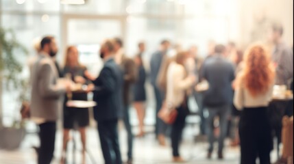 Business networking event. Business people gathering in office. Blurred background