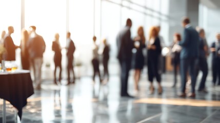 Business networking event. Business people gathering in office. Blurred background