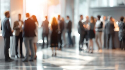 Business networking event. Business people gathering in office. Blurred background