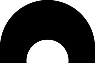 Filled black semicircle with a circular concave side.