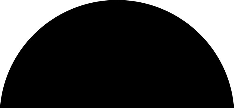 Filled black simple semicircle with a concave side.