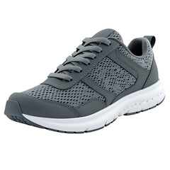 Comfortable Gray Athletic Shoes with Breathable Mesh Isolated on Transparent Background