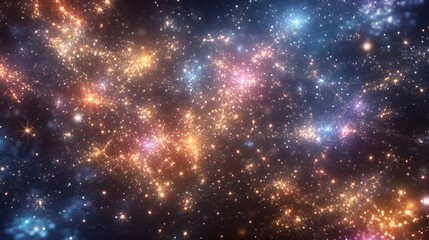 Fototapeta premium A tranquil frozen lake reflecting a bright fireworks display under the night sky