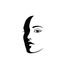 ilhouette vector illustration of a Half Face icon on a white ba4000ckground 