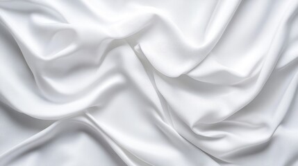Fototapeta premium White silk fabric is shown in soft folds. The image features a smooth, flowing texture. Its a high-quality photo with even lighting. The style is minimalist and elegant. The mood is serene and pure