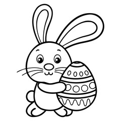 Happy Easter Bunny with Eggs Cartoon Illustration Isolated on transparent background