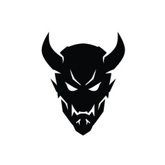 Silhouette vector illustration of a Demon Face icon on a white background 