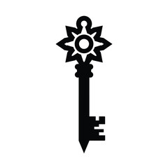 Obraz premium Silhouette vector illustration of a Dungeon Key icon on a white background 
