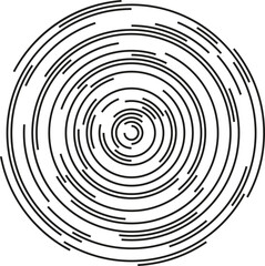 A large circular shape featuring irregular concentric circles and pieces of circles.