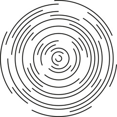 A large circular shape with irregular concentric circles and segments.