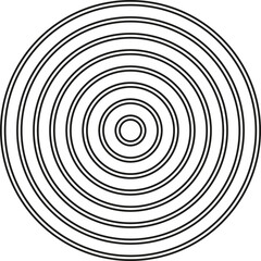 Five pairs of concentric circles with regular spacing.