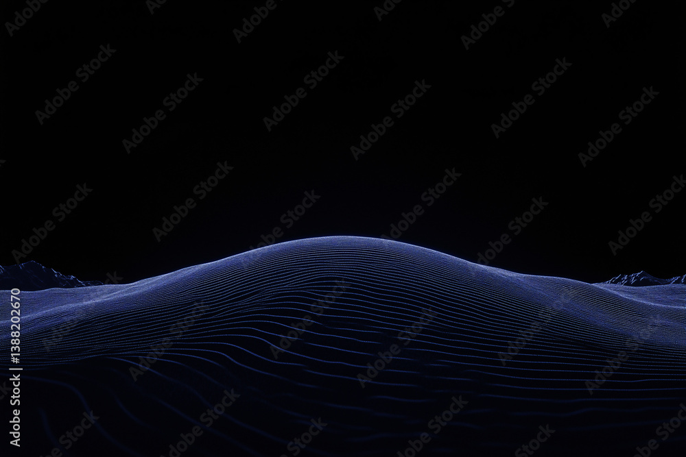 Poster abstract digital topography: a minimalistic digital landscape showcases rolling hills and intricate 