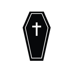 Obraz premium Silhouette vector illustration of a Night Coffin icon on a white background