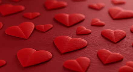 Obraz premium Crimson Hearts: A 3D Render of Love's Depth AI Generated