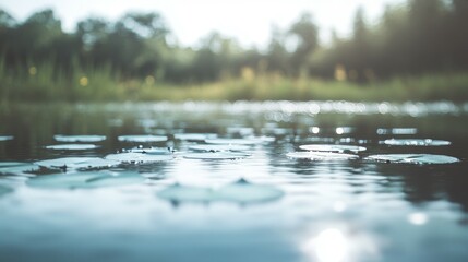 Fototapeta premium Serene Pond with Lily Pads