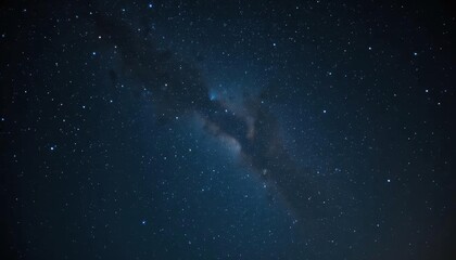 Fototapeta premium Celestial River: Dense Starfield and Cosmic Dust Clouds in Deep Blue Night.