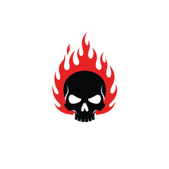 Silhouette vector illustration of a Skull Flames icon on a white background 