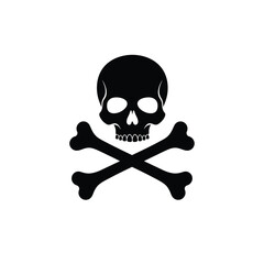 Silhouette vector illustration of a Skull Grave icon on a white background 