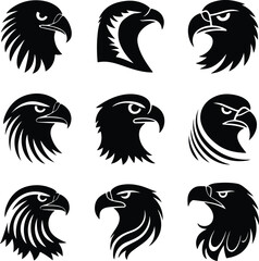 Eagle's Head Vector | Wild Bird, Freedom Symbol Design Eagle Head Silhouette | Bold Bird Vector Icon Set