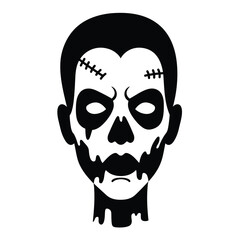 Silhouette vector illustration of a Zombie Makeup icon on a white background 