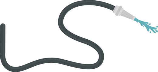 A fireman's hose spraying water in a winding line.