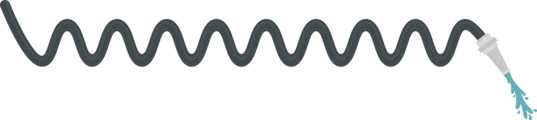 Fireman's hose spraying water in a single, wave-like stream.