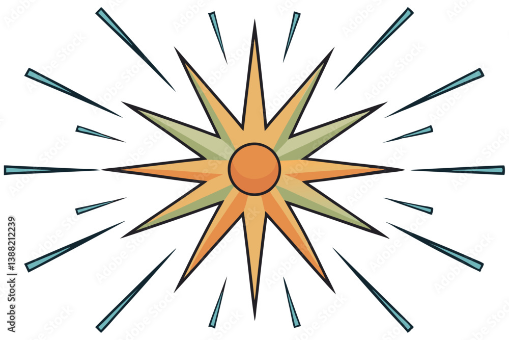 Aufkleber modern geometric vector illustration featuring a colorful abstract star shape with rays extending ou