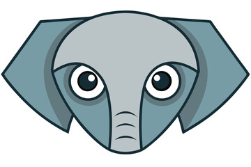 Obraz premium Vector illustration of a cute cartoon elephant's face with large, expressive eyes in a minimalistic style, suitable for children's themes and educational materials