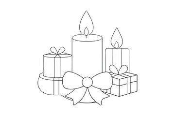 Christmas candle coloring page for kids 