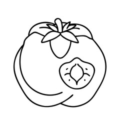 fuyu persimmon icon, fuyu persimmon line art - simple line art of fuyu persimmon, perfect for fuyu persimmon logos and icons