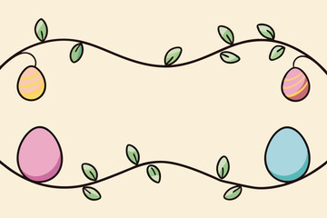 Festive vector illustration featuring colorful Easter eggs entwined with blooms on a soft background for holiday celebrations