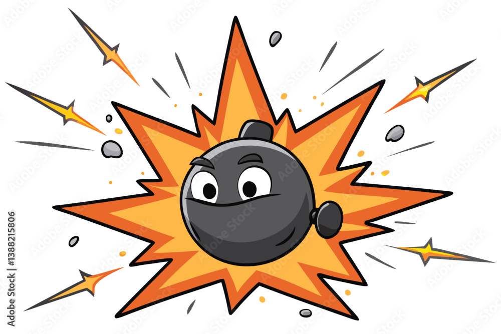 Poster vector illustration depicting a cartoon explosion with dynamic colors and bold lines in a playful st