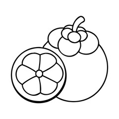 mangosteen icon, mangosteen line art - simple line art of mangosteen, perfect for mangosteen logos and icons