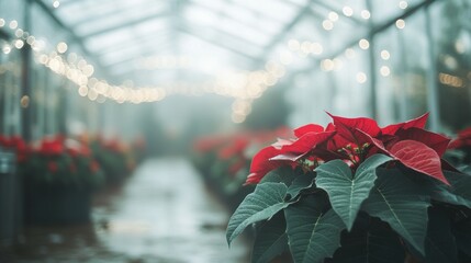 Stunning Poinsettia in a Greenhouse Setting