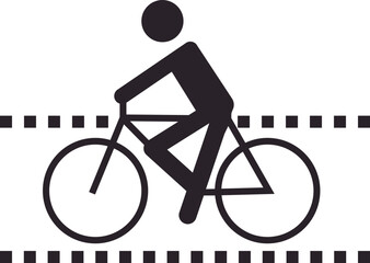 A pictogram illustrating a cyclist crossing bike lane symbol used in road traffic signs.