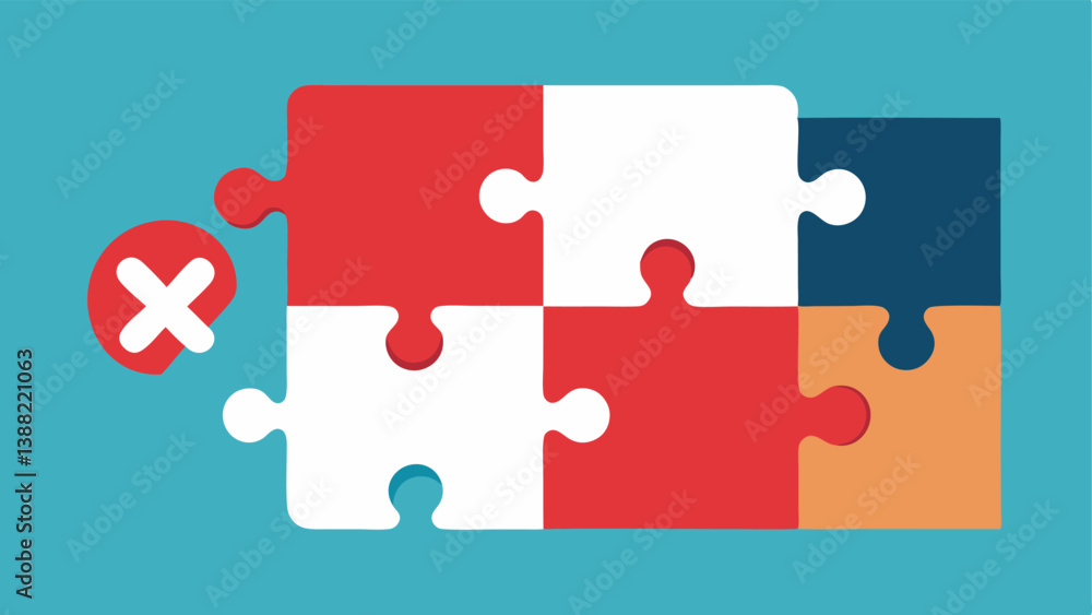 Poster jigsaw puzzle with missing pieces a halfcompleted puzzle with pieces labeled mistakes and imperfecti