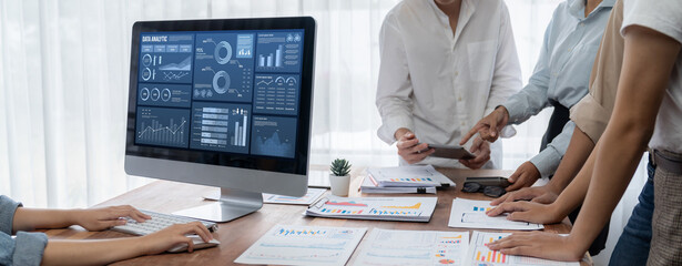 Business data dashboard provide business intelligence analytic for marketing strategy planning...