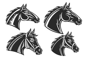 Horse Head. mascot Vintage woodcut engraving vector
