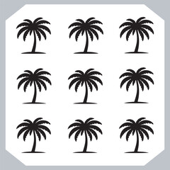Logotype Black Simple Palm Tree Vector Silhouettes Palm Trees and Coconut Tree Silhouettes