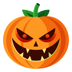 Evil Halloween Pumpkin Face Icon Scary Jack O Lantern Vector Design

