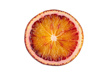 Sweet blood orange slice isolated on white background.