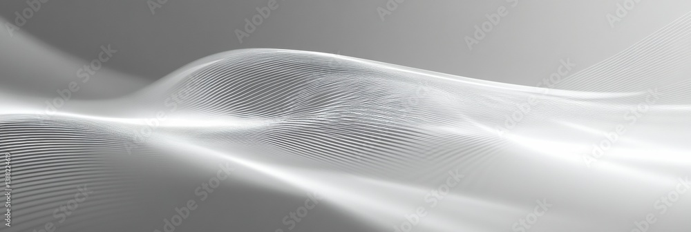Poster Sleek geometric pattern of thin white lines creating smooth texture on a soft gray background for minimalist digital art display